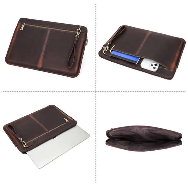 Modalite leather laptop sleeve from different angle
